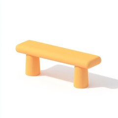 A simple, modern orange bench with rounded edges and cylindrical legs, showcasing minimalistic design and vibrant color.