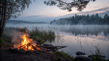 sunrise over the lake