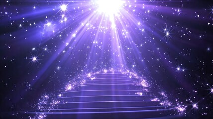 Magical Purple Staircase Ascending Towards Radiant Light