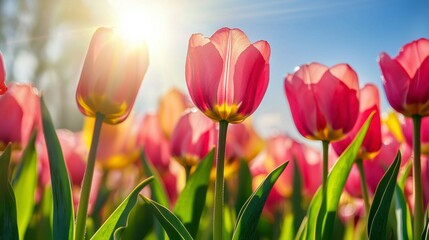 Fototapeta premium Vibrant Tulip Fields in the Netherlands