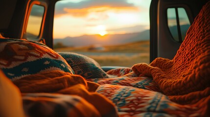 Editorial style image of cozy accommodations at rest stops during  an  extended journey 