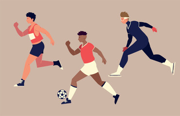 Vector icon set of personnel performing various sports
