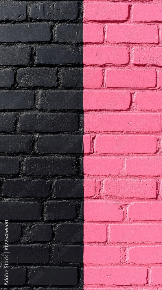Poster a striking division of color showcases a black and pink brick wall, creating a bold statement. this 