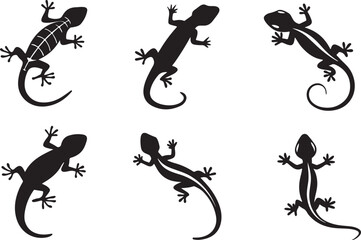 Variant style of lizard silhouettes vector illustration, isolated on a white background.