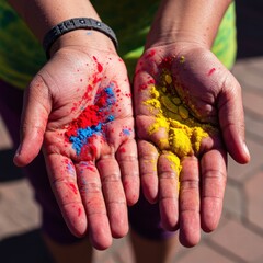Vibrant Holi Festival Celebration with Colorful Powder, People, Happy Holi Design