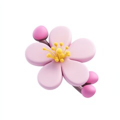 Fototapeta premium A pink flower hair accessory with yellow stamens and pink buds, designed to add a charming touch to hairstyles.
