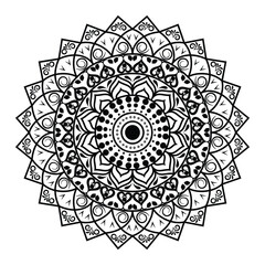 Circle flower black color mandala  with floral ornament  pattern vector design . 