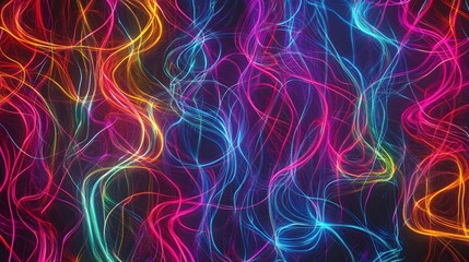 Fototapeta premium Abstract Colorful Wave Patterns with Light Trails on Dark Background