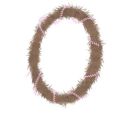 The bush that looks like the number 0 has a pink veneer surrounding it.