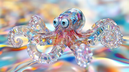 Crystal Octopus Art Glass Colorful Creature