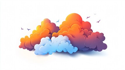 Professional Wide Angle Cloud Sticker Centered Composition for Design Projects