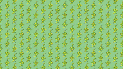 A seamless repeating pattern featuring unique floral-inspired geometric shapes in vibrant yellow and green hues against a light green background, offering a lively and modern decorative design.