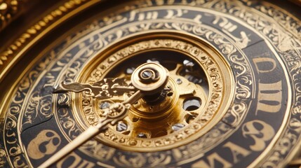 Obraz premium Intricate Gold Clockwork Mechanism Detail