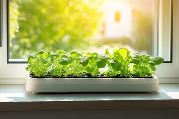 Bright vegetable seedlings thrive in sunlight, perfect for the gardening season. A window sill garden brings nature indoors, inspiring green thumbs everywhere.