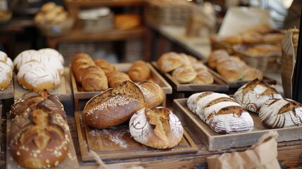 Types of Freshly Baked Bread Displayed on Table