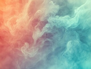 Obraz premium abstract fluid gradient background in coral and turquoise, dynamic swirling patterns, soft dreamy atmosphere, ethereal mist effects, delicate color transitions