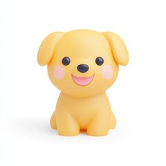 Fototapeta premium A cute, smiling yellow puppy figurine with big eyes and rosy cheeks, perfect for kids and as a decorative item.