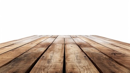 Fototapeta premium View of empty wooden table top on white background with clipping path