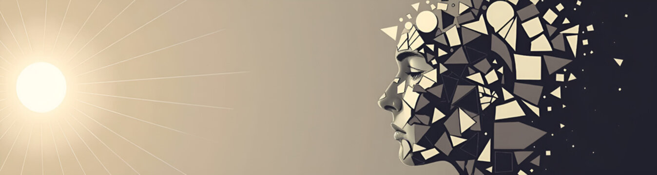 illustrazione sfondo con elementi astratti e motivi geometrici a tema surreale