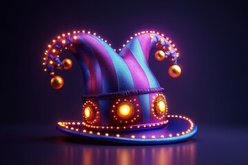 Illuminated Jester Hat Festive Carnival Headwear with Neon Lights
