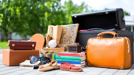 Assortment of Vintage Luggage and Personal Items