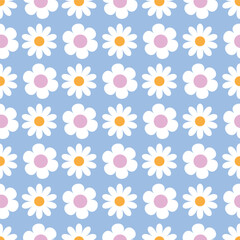Seamless pattern of Easter spring flowers. Simple flower pattern vector. Background texture of flower petals.