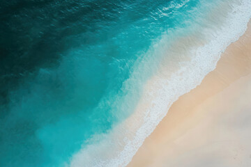 Sea waves on the beach viewed from a high diagonal angle from the left