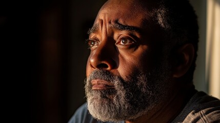 Fototapeta premium Dramatic Low-Key Portrait with Emphasized Features, Soft Rim Light, Creative Manual Control, Deep Shadows, Striking Visual Impact