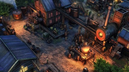 An Aerial View Of A Busy Industrial Factory Complex