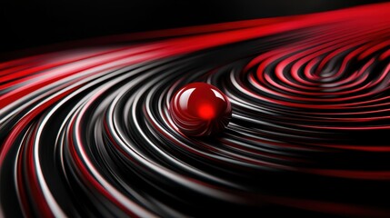Obraz premium Dynamic swirling red and black abstract design with a central red ball, ideal background for modern art