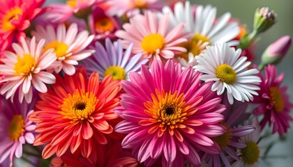 Fototapeta premium a close up of a bunch of colorful flowers