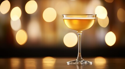 Glistening glass of golden alcohol on a table, celebration of still life photography