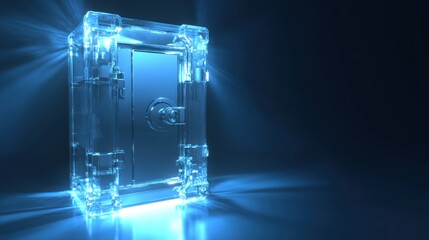 Transparent Glass Safe Illuminated With Blue Light