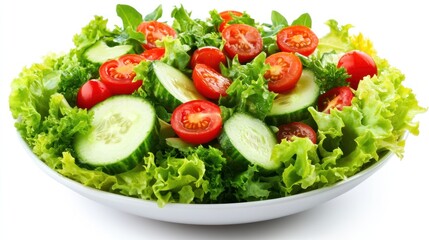 Fresh Garden Salad with Cucumbers and Tomatoes