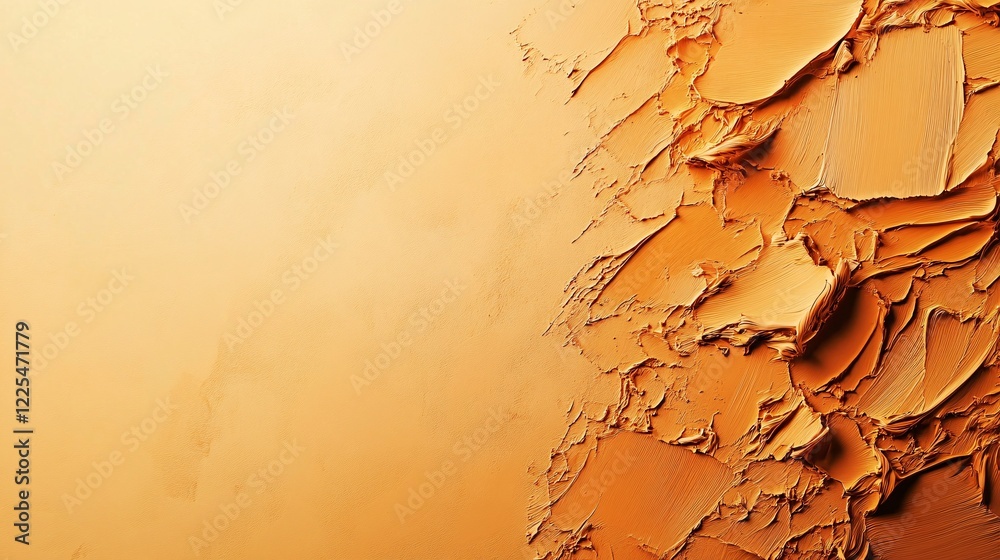 Poster Orange paint texture creating an abstract background with brushstrokes