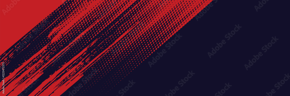 Poster halftone dots red and blue color pattern gradient grunge texture background. dot pop art comic sport