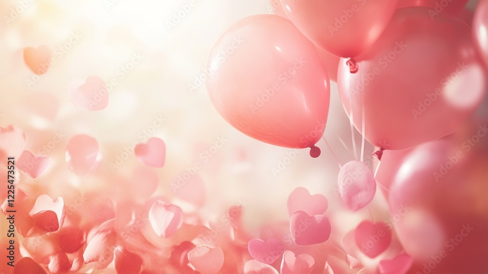Fototapete A soft vector background featuring multiple hearts in varying sizes and shades of pink and red, ideal for love and affection themes.

