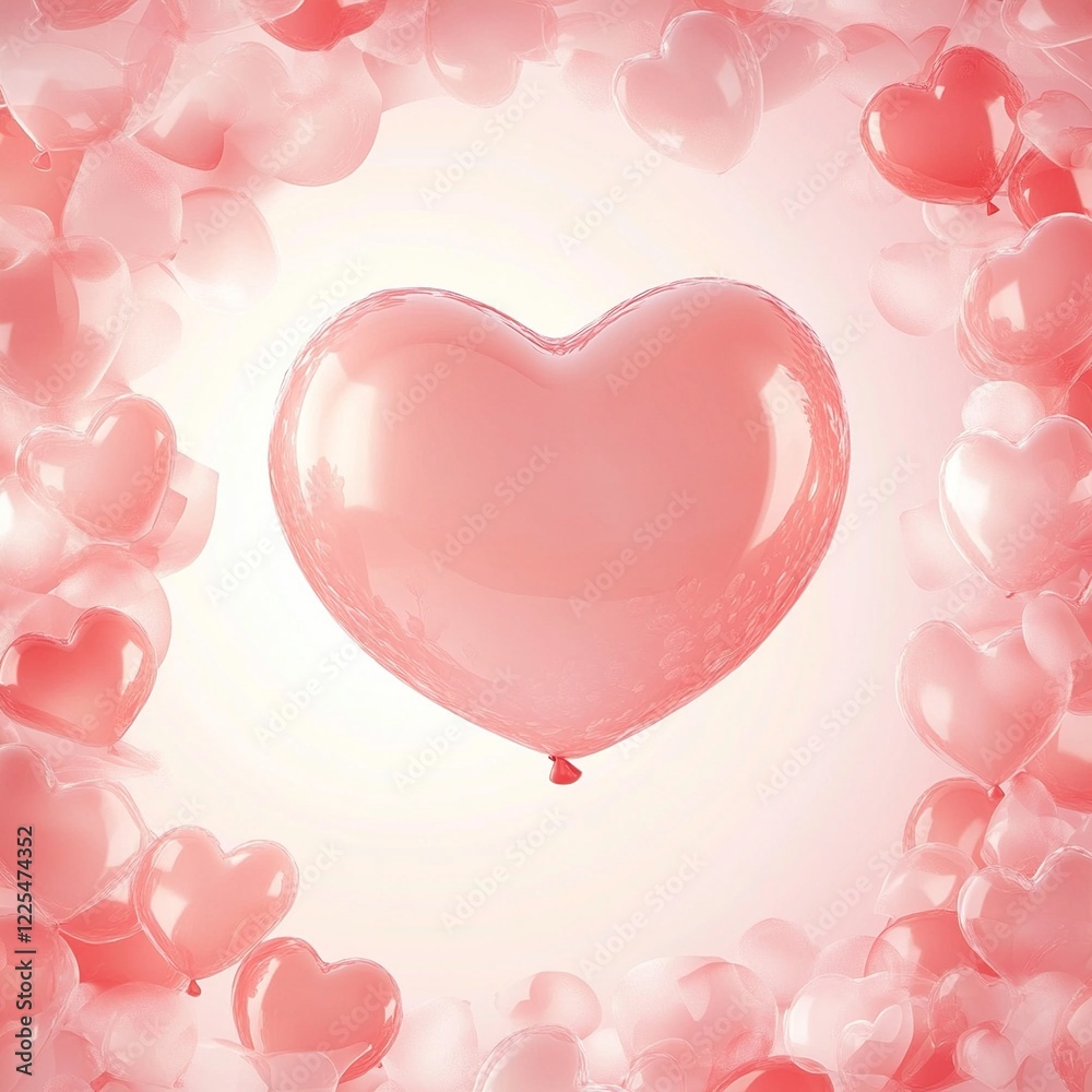 Aufkleber A soft vector background featuring multiple hearts in varying sizes and shades of pink and red, ideal for love and affection themes.

