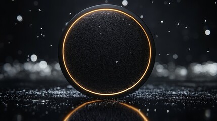 Elegant black and gold podium with sparkling accents on a dark background. Ideal for luxury product promotions.