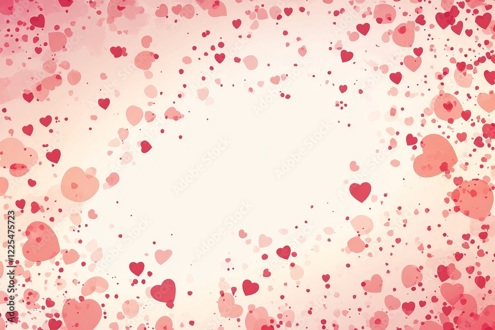 Aufkleber A soft vector background featuring multiple hearts in varying sizes and shades of pink and red, ideal for love and affection themes.


