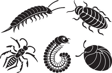 Variant style of worm silhouette vector illustration, isolated on a white background.