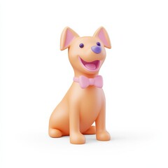 Obraz premium A cheerful, cartoonish dog toy with a pink bow tie, smiling brightly, perfect for playtime and decoration.