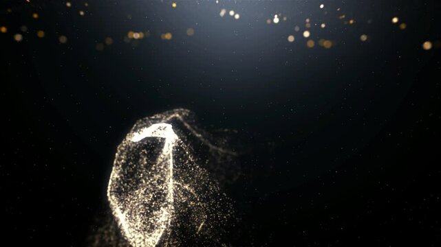 Luxury golden glitter particle magical stardust and sparkling for Oscar award ceremony event