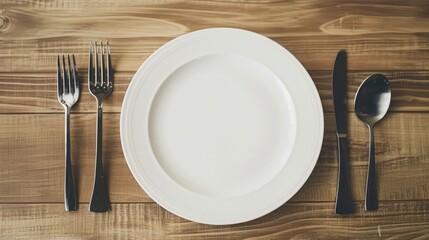 Designing a restaurant menu with an empty plate and cutlery square.