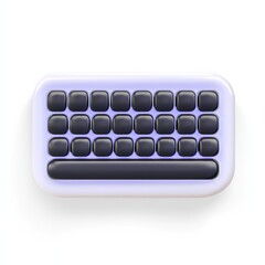 Naklejka premium A sleek, minimalist keyboard with round black keys on a light purple background, emphasizing modern design and functionality.