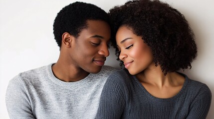 Obraz premium Romantic Moments Between Young Couple Enjoying Intimate Connection