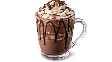 Creamy Chocolate Beverage with Whipped Topping and Chocolate Drizzle