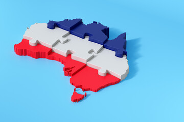 Fototapeta premium Australia map puzzle is showing cooperation, unity and teamwork