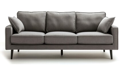 Fototapeta premium Grey sofa on white background in studio shot