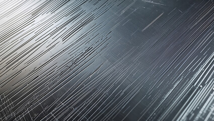 Scratched metallic surface creating an abstract pattern with lines and texture